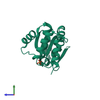 PDB entry 4ki9 coloured by chain, side view.