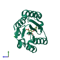 PDB entry 4kij coloured by chain, side view.
