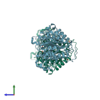 PDB entry 4kjd coloured by chain, side view.