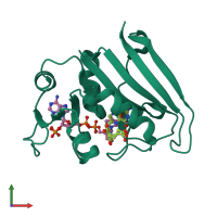 PDB entry 4kjj coloured by chain, front view.