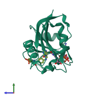 PDB entry 4kjj coloured by chain, side view.