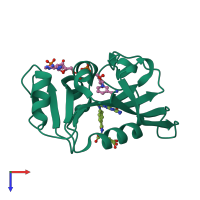 PDB entry 4kjj coloured by chain, top view.