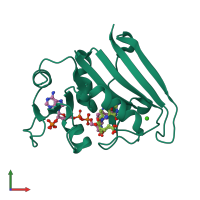 PDB entry 4kjk coloured by chain, front view.