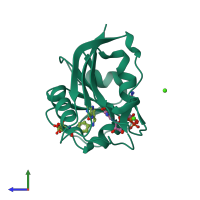PDB entry 4kjk coloured by chain, side view.