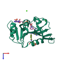 PDB entry 4kjk coloured by chain, top view.