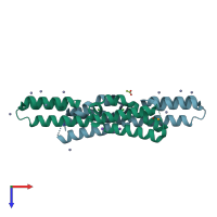 PDB entry 4kjm coloured by chain, top view.