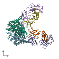 PDB entry 4kjp coloured by chain, front view.