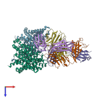 PDB entry 4kjq coloured by chain, top view.