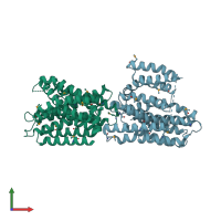 PDB entry 4kjr coloured by chain, front view.