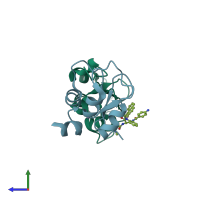 PDB entry 4kju coloured by chain, side view.