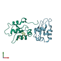 PDB entry 4kjv coloured by chain, front view.