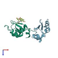 PDB entry 4kjv coloured by chain, top view.