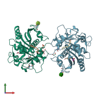 PDB entry 4kjx coloured by chain, front view.