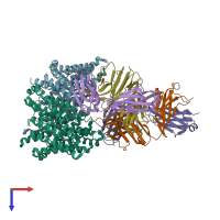 PDB entry 4kka coloured by chain, top view.