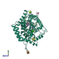 PDB entry 4kkj coloured by chain, side view.