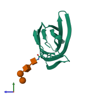 PDB entry 4kkn coloured by chain, side view.