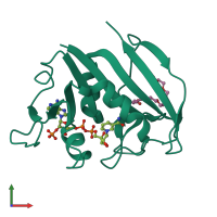 PDB entry 4kl9 coloured by chain, front view.