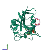 PDB entry 4kl9 coloured by chain, side view.