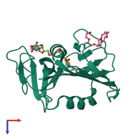 PDB entry 4kl9 coloured by chain, top view.