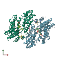 PDB entry 4kla coloured by chain, front view.