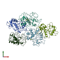 PDB entry 4klb coloured by chain, front view.