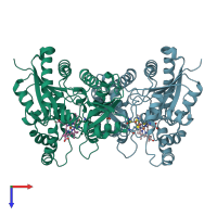 PDB entry 4klc coloured by chain, top view.