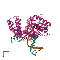 PDB entry 4klj coloured by chain, top view.