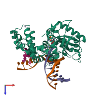PDB entry 4klq coloured by chain, top view.