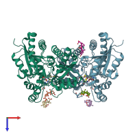 PDB entry 4klr coloured by chain, top view.