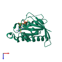 PDB entry 4klz coloured by chain, top view.