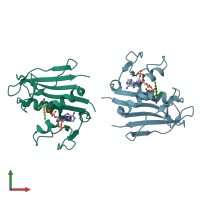 PDB entry 4km0 coloured by chain, front view.