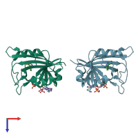 PDB entry 4km0 coloured by chain, top view.