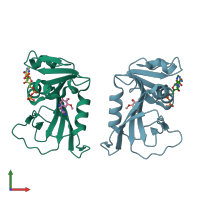 PDB entry 4km2 coloured by chain, front view.