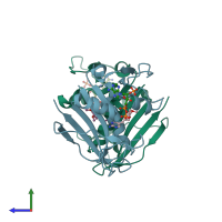 PDB entry 4km2 coloured by chain, side view.