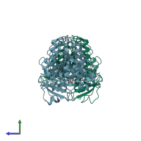 PDB entry 4km4 coloured by chain, side view.