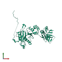 PDB entry 4km8 coloured by chain, front view.