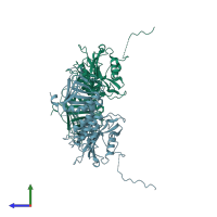 PDB entry 4kmh coloured by chain, side view.