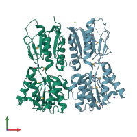 PDB entry 4kmr coloured by chain, front view.
