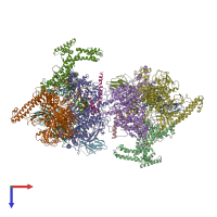 PDB entry 4kmu coloured by chain, top view.