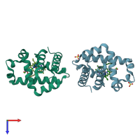 PDB entry 4kmw coloured by chain, top view.