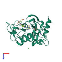 PDB entry 4kmz coloured by chain, top view.