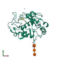 PDB entry 4kn1 coloured by chain, front view.