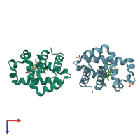 PDB entry 4kn3 coloured by chain, top view.