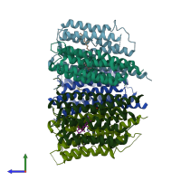 PDB entry 4knf coloured by chain, side view.