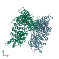 PDB entry 4knh coloured by chain, front view.