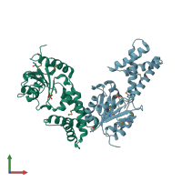 PDB entry 4knv coloured by chain, front view.