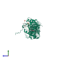 PDB entry 4knx coloured by chain, side view.