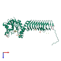 PDB entry 4knx coloured by chain, top view.
