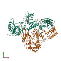 PDB entry 4ko0 coloured by chain, front view.