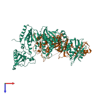 PDB entry 4ko0 coloured by chain, top view.